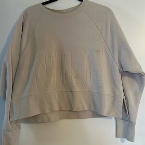 Cream Nike cropped sweatshirt